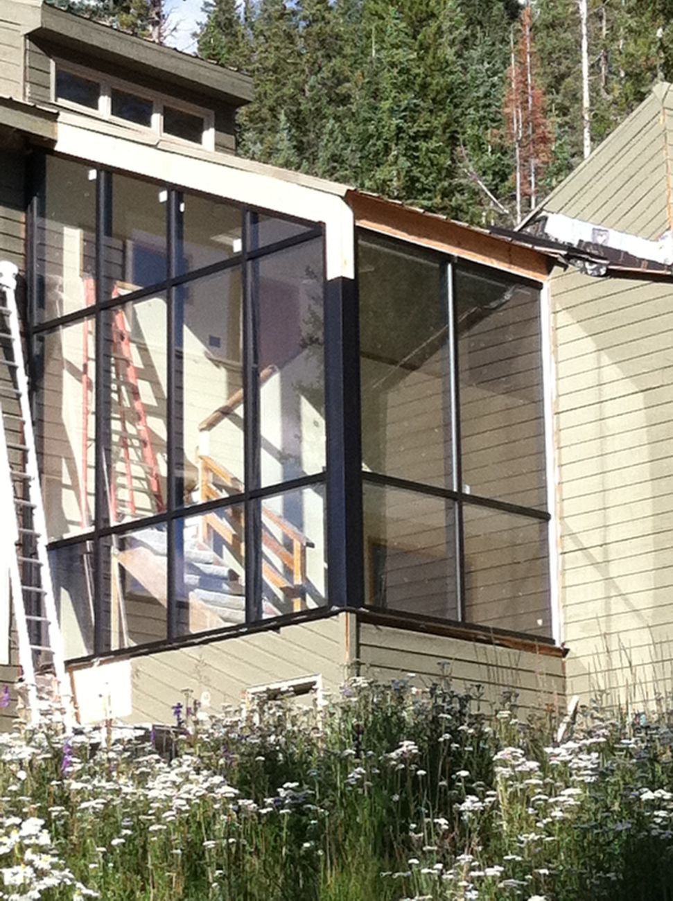Glass wall on a home in the Colorado mountains